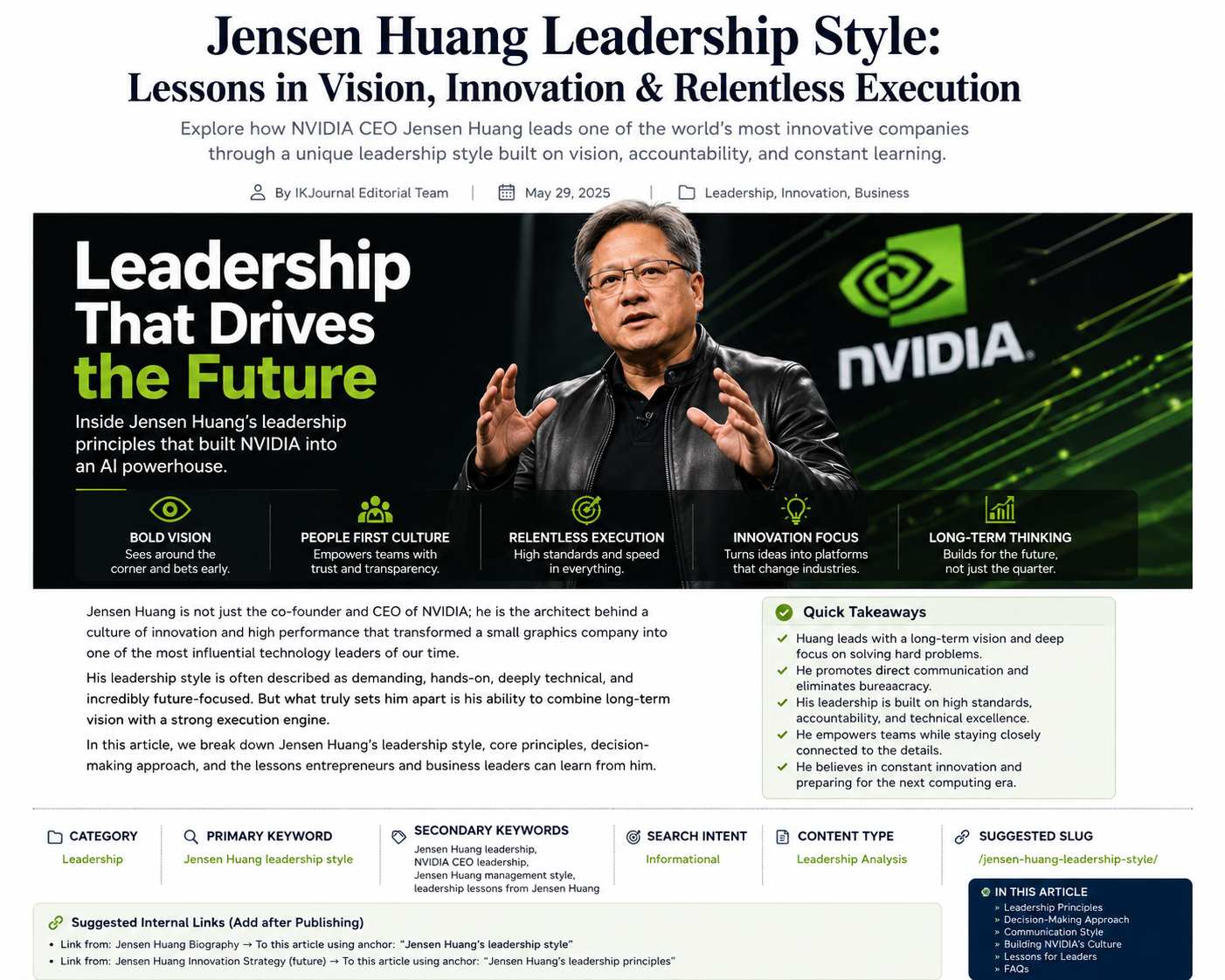Jensen Huang speaking about leadership and NVIDIA innovation
